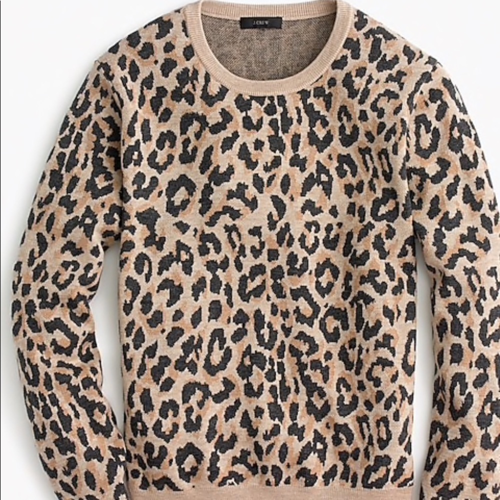J.Crew Merino wool crewneck sweatshirt leopard